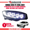 HONDA CIVIC FC 2016-2021 PROJECTOR LED HI-LO BEAM SEQUENTIAL SIGNAL WELCOME LIGHT BUGATTI STYLE HEADLAMP